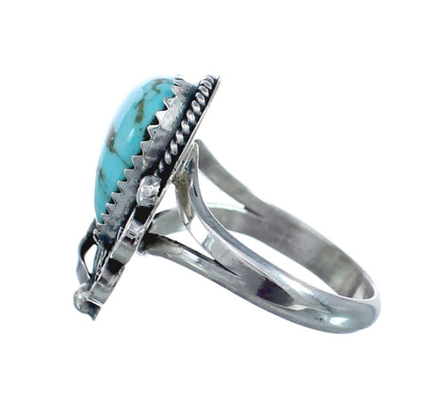 Turquoise Sterling Silver Navajo Leaf Ring Size 7-1/4 AX127732